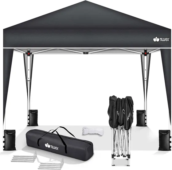 tillvex Faltpavillon 3 × 3 m wasserdicht + Sandsäcke